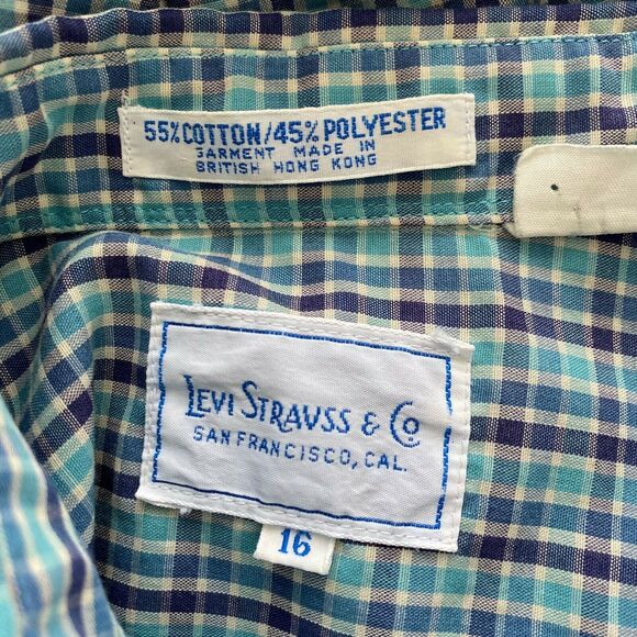 Vintage VTG Levi Strauss & Co Big E Plaid Button Up Long Sleeve Shirt Top 16 - Picture 7 of 8